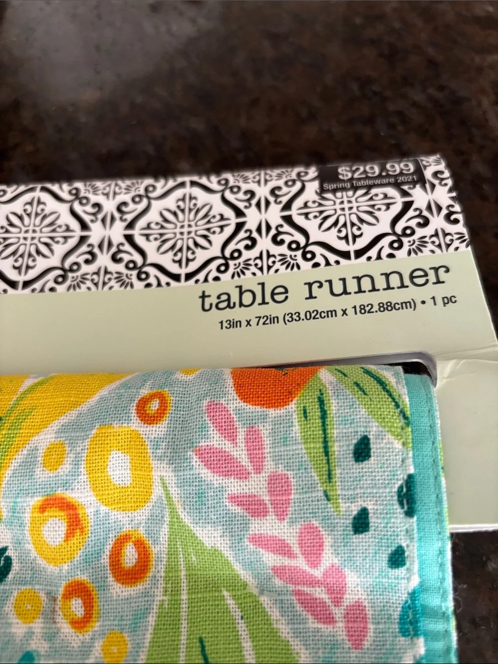 Tropical Floral Fringe Kitchen Towel - Teal, Pink & Orange